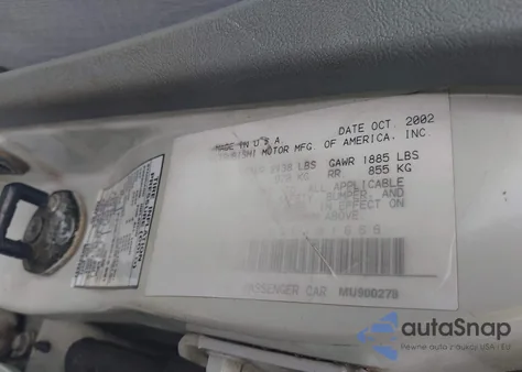 2003 Mitsubishi Galant Es/Ls из США, поврежденный, VIN 4A3AA46G73E101666